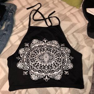 black and white halter top